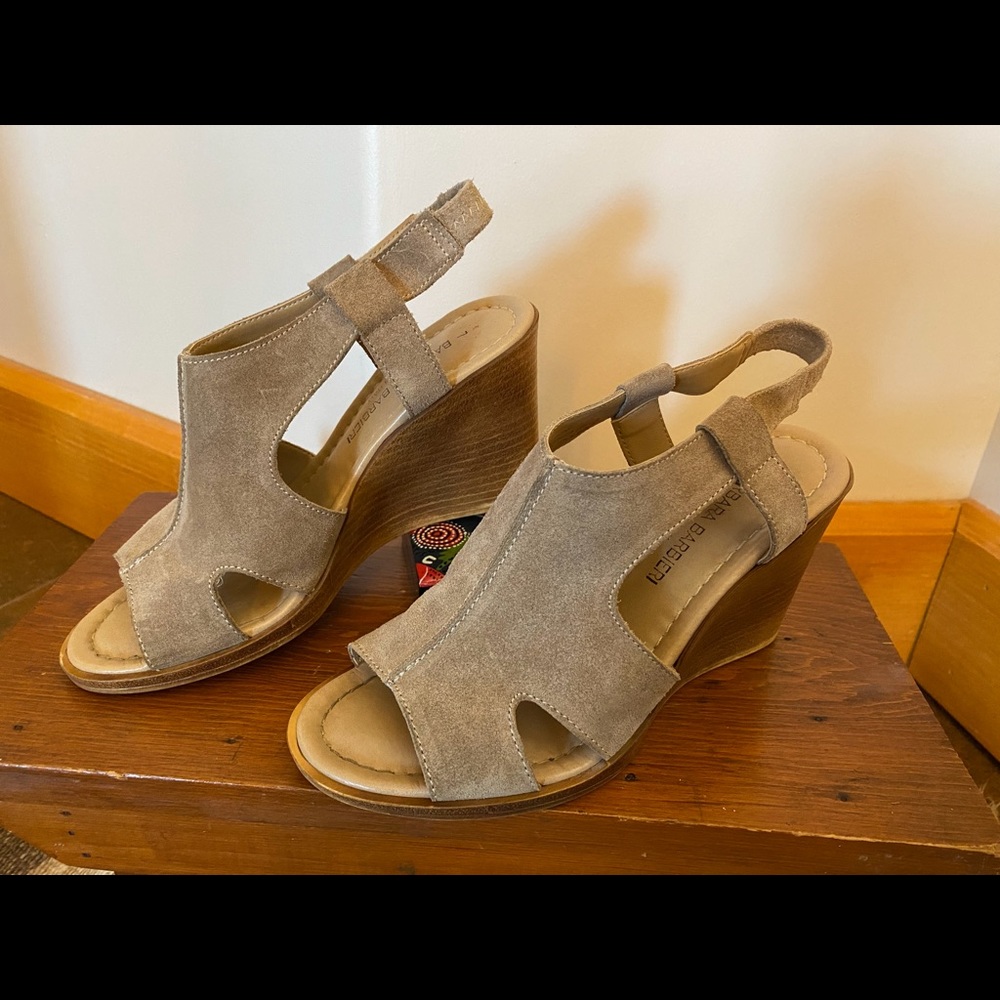 Barbara Barbieri Suede Sling-back Wedges Nude 7